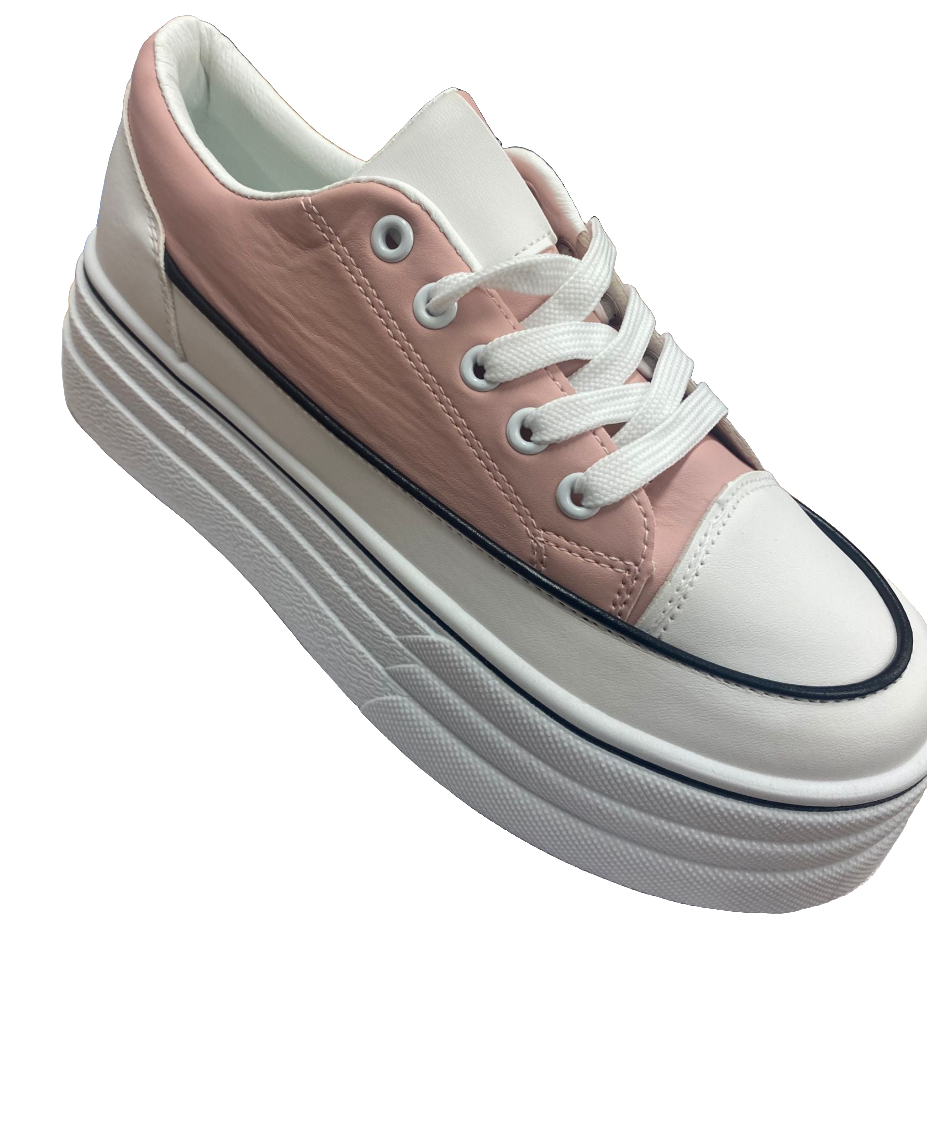 Dusty pink platform trainer