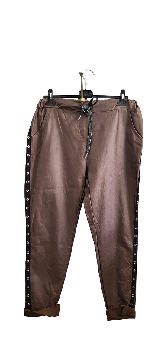 Faux leather cargo trousers