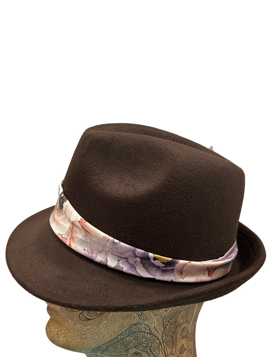 Brown Ribbon Fedora Hat