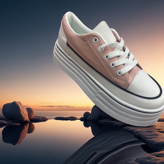 Dusty pink platform trainer