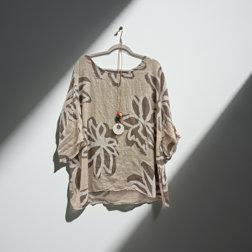 A Print Linen Top 14-22
