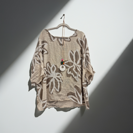 A Print Linen Top 14-22